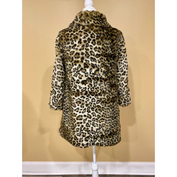 New Bagatelle Brown Leopard Faux Fur Coat Animal M Long - Picture 4 of 7